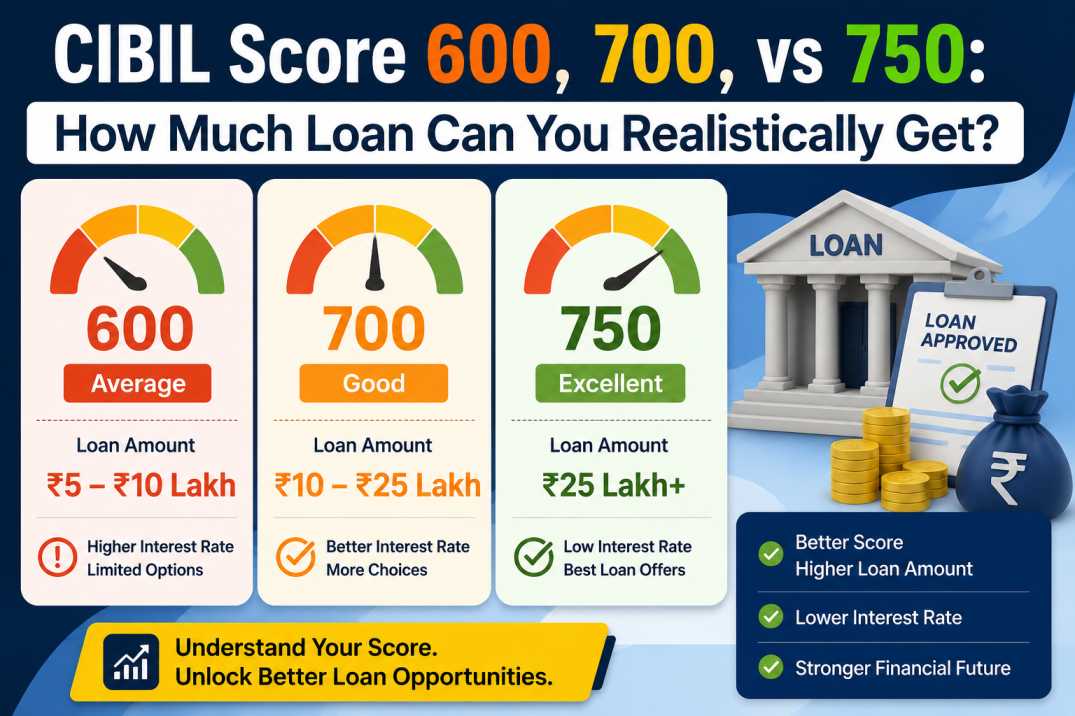 CIBIL Score 600, 700, vs 750: How Much Loan Can You Realistically Get?